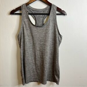 Jockey Racerback Fitted Heather Gray Tank Top Workout M EUC